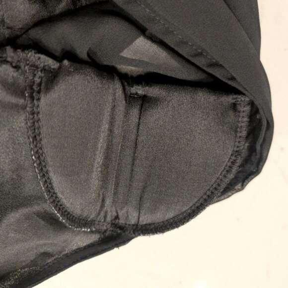 Black Long Sleeve Sheer Chiffon Dress - Picture 6 of 8